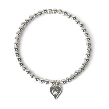 BELLA BEADS- sterling silver bracelet and paw charm