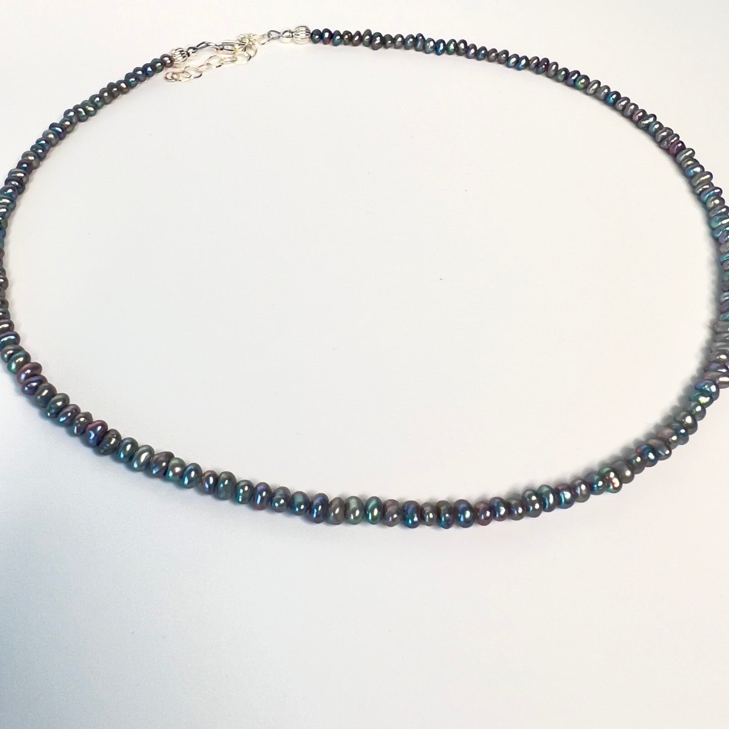 the NELLIE- Black Peacock Seed Pearl Choker