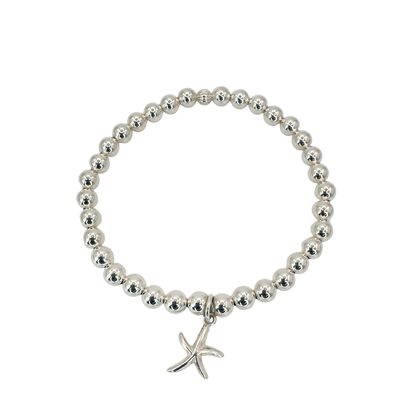 STARFISH- Silver Beads w charm